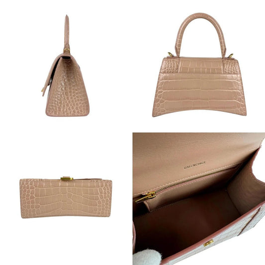 Balenciaga Hourglass Small – Pelle effetto coccodrillo Beige Rosato - Etoilux