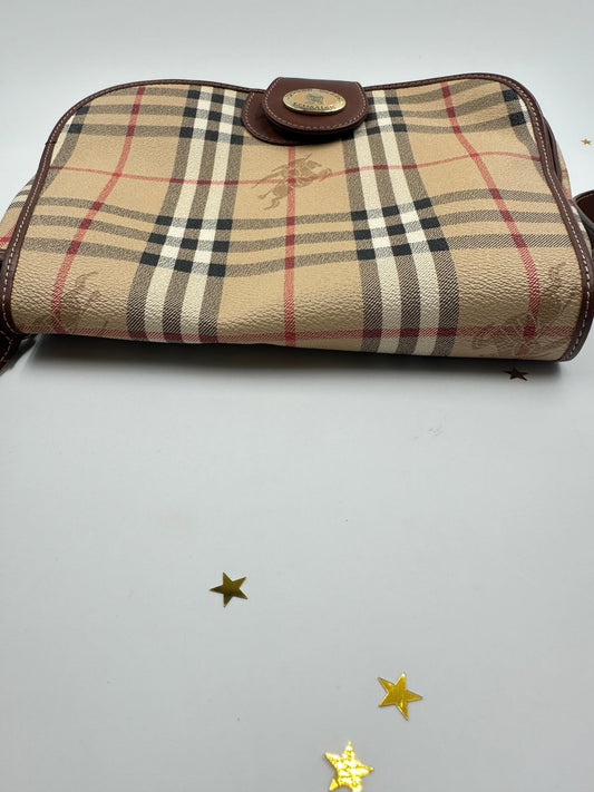 BURBERRY – Borsa a Tracolla Vintage Check in Canvas e Pelle Marrone - Etoilux