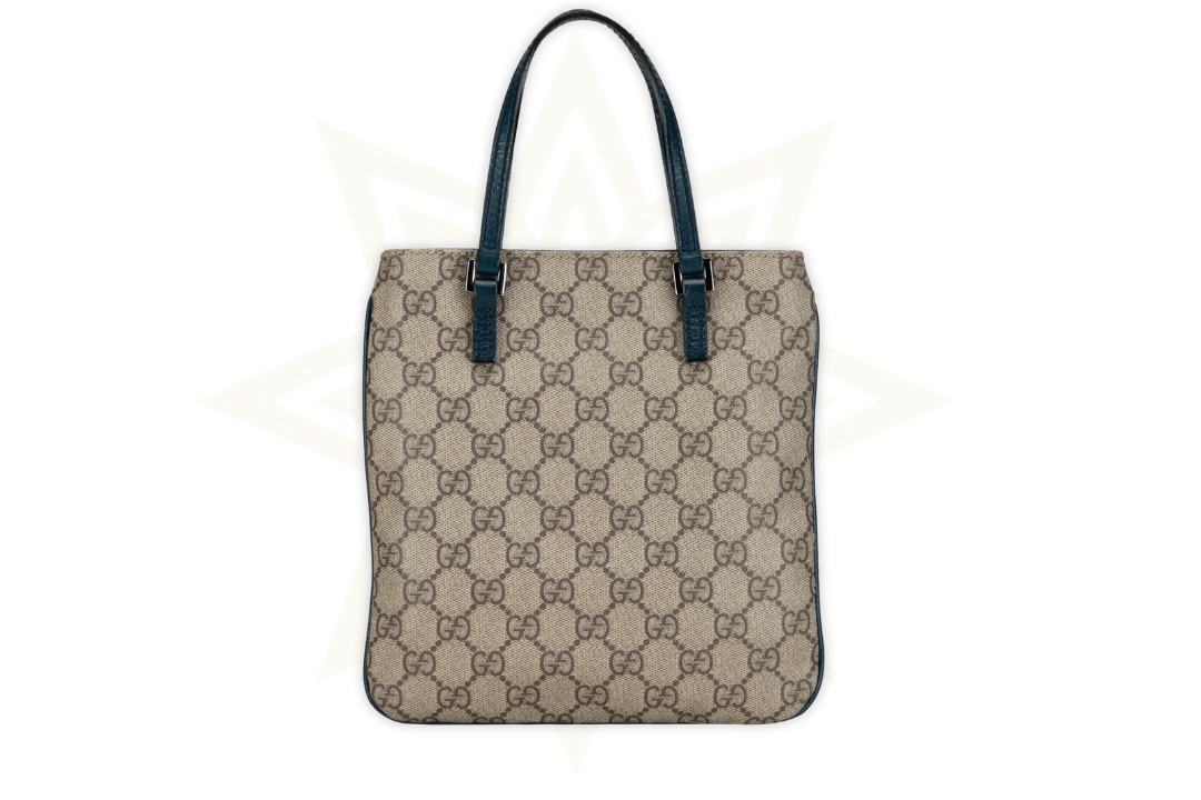 Gucci Mini Tote GG Canvas con Finiture in Pelle Blu Petrolio - Etoilux