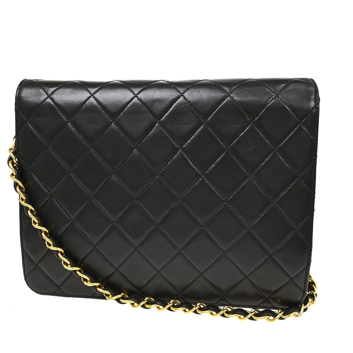 Chanel Vintage Square CC Flap Pelle Agnello Nera Anni '90 – 22 cm - Etoilux