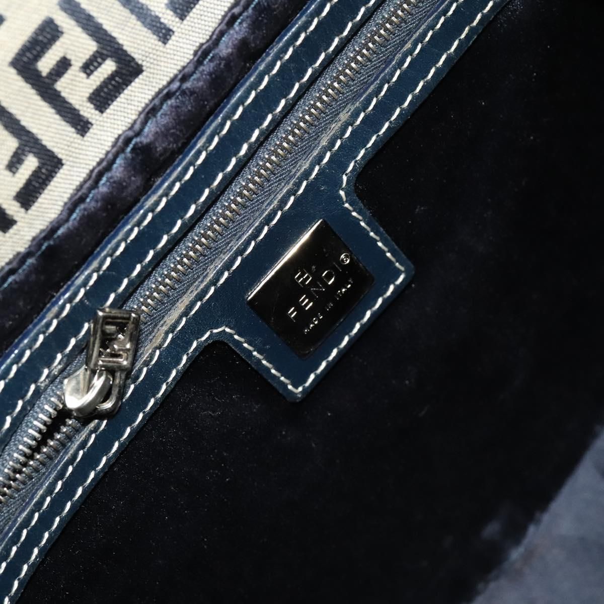 Fendi Mama Baguette in Canvas Zucchino Navy con Finiture Argentate - Etoilux