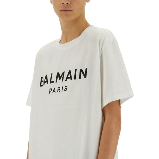 BALMAIN – T-shirt in cotone con logo - Etoilux