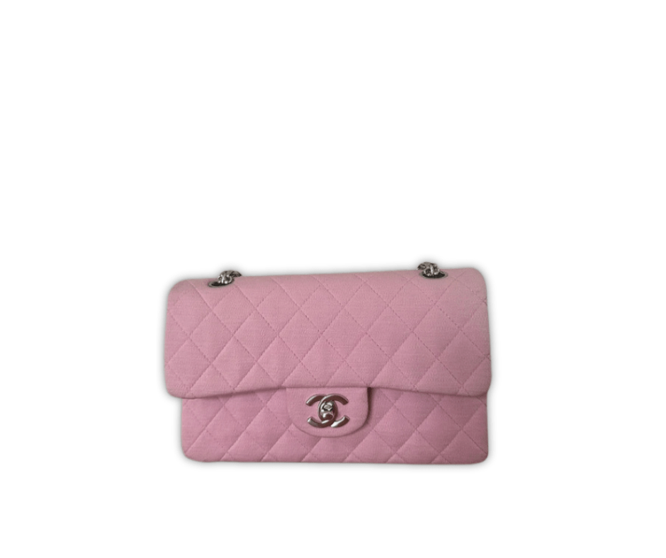 Chanel Classic Flap in Tweed Rosa con Hardware Argento - Etoilux