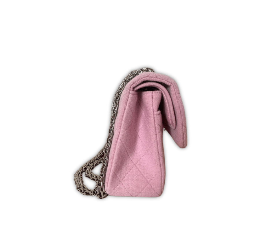 Chanel Classic Flap in Tweed Rosa con Hardware Argento - Etoilux