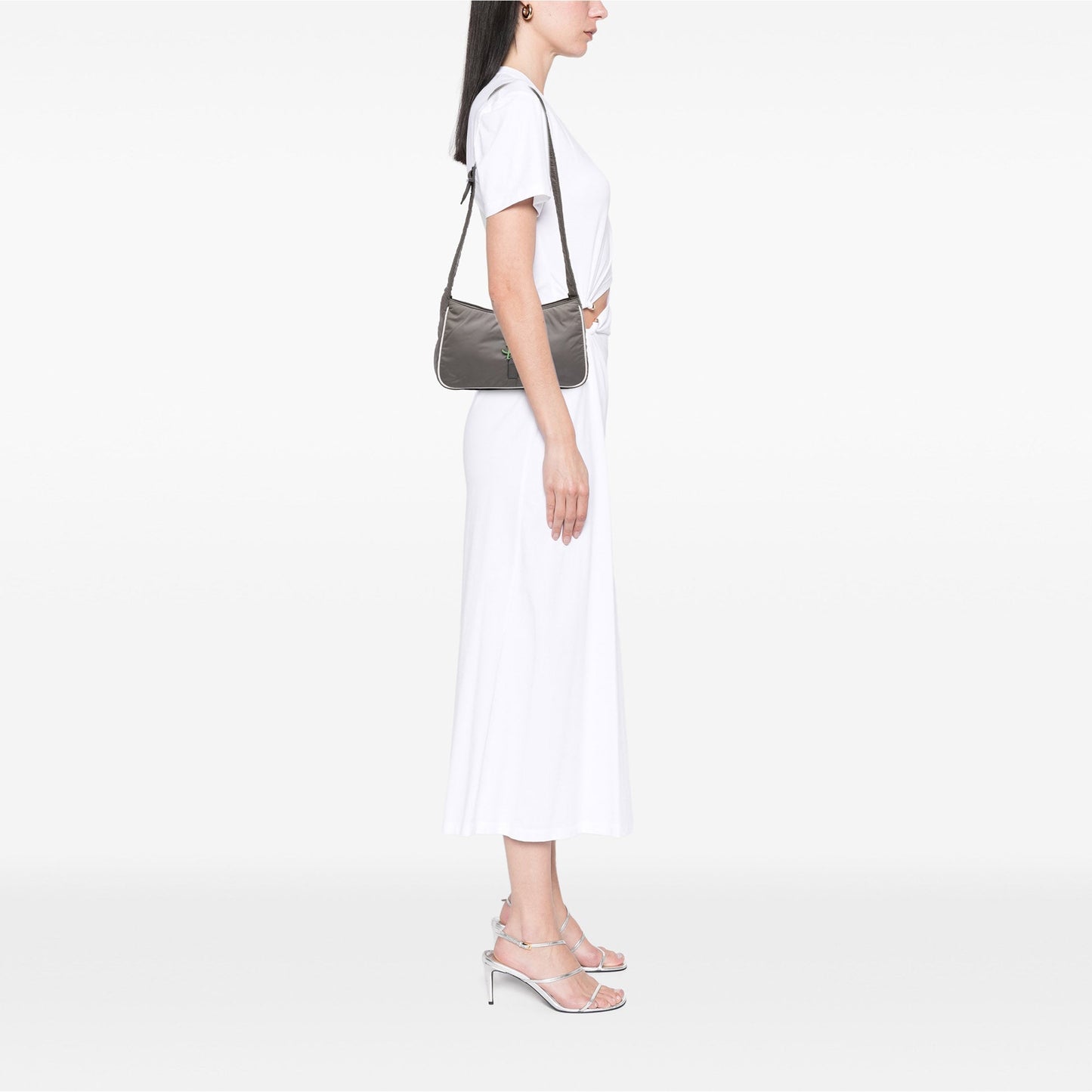 Saint Laurent Le 5 à 7 Hobo Nylon Grigio Tortora e Verde Menta 2022 – 25 cm - Etoilux