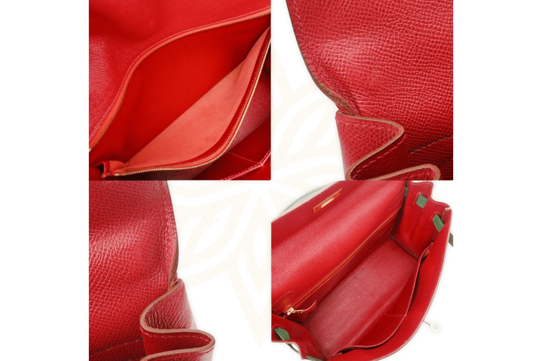 Hermès Kelly 35 Retourne – Pelle Epsom Bicolore Rouge H / Vert Veronese – Gold Hardware - Etoilux