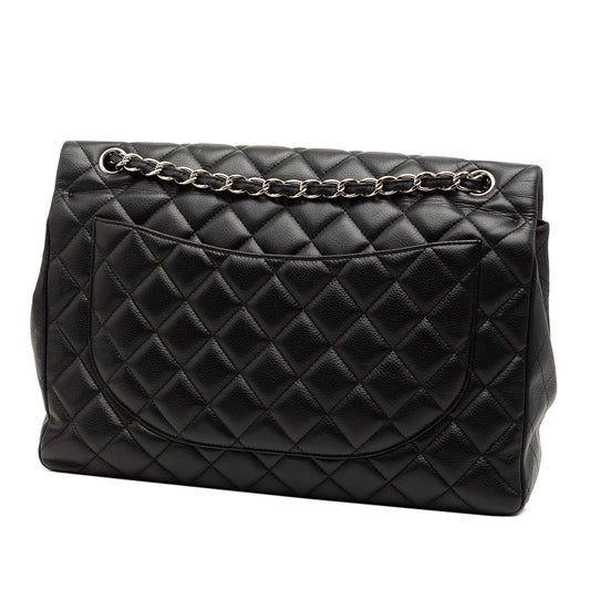 Chanel Classic Maxi Double Flap Caviar Nera 2010–2011 – 33 cm - Etoilux