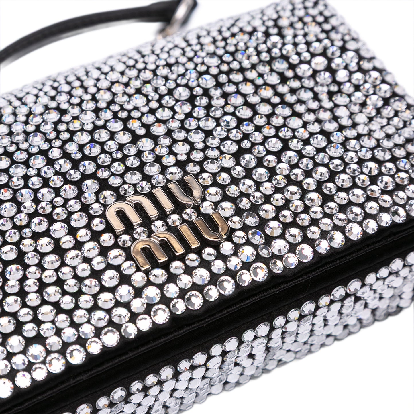 Prada Mini tracolla in raso con catena decorata con cristalli - Etoilux