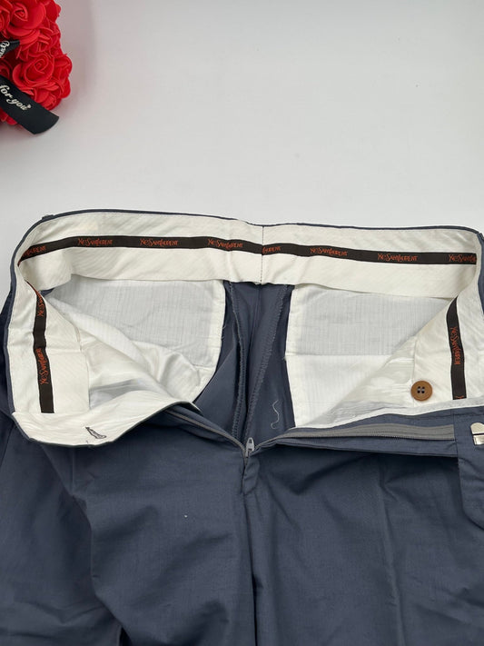 Yves Saint Laurent Pantaloni Vintage a Doppia Piega Grigio Ardesia – Taglia 44 - Etoilux