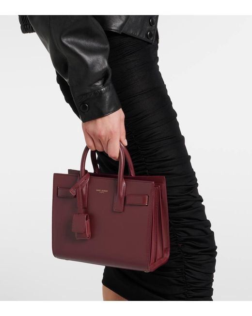 Saint Laurent Sac de Jour Nano in Pelle Bordeaux - Etoilux