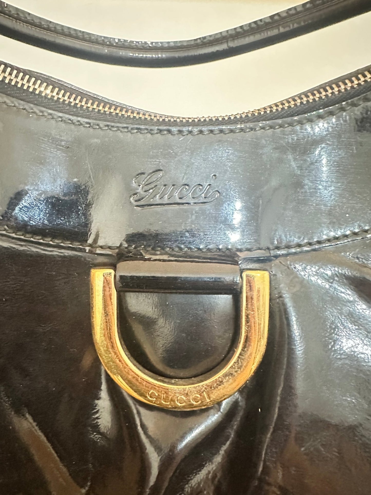 Gucci Indy Hobo Vernice Nera – Iconico Glamour Retrò - Etoilux