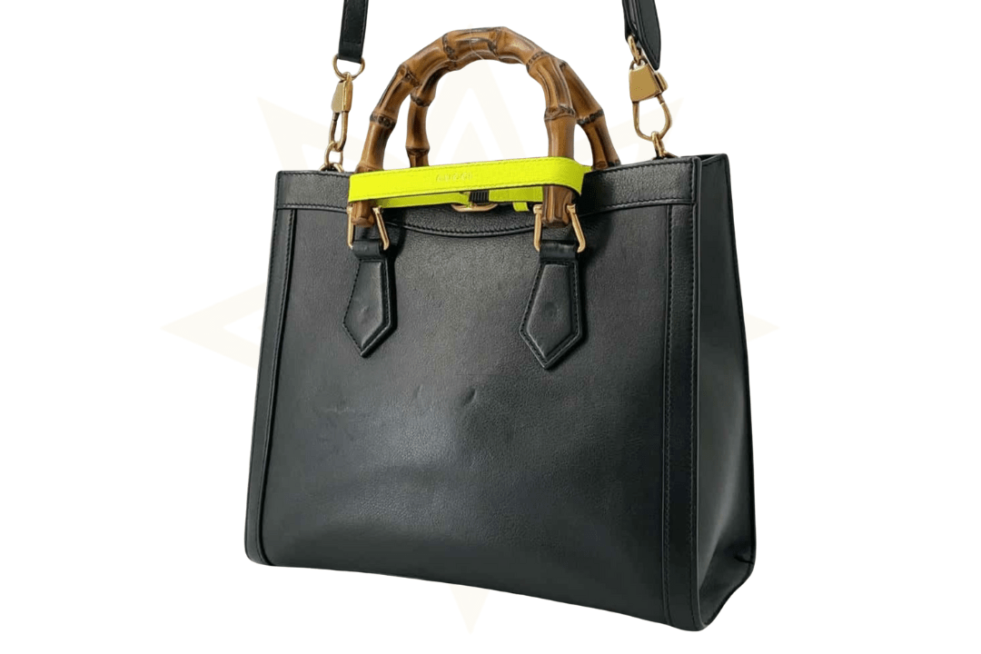 Gucci Diana Medium Tote Bag in pelle nera con manico in bamboo - Etoilux