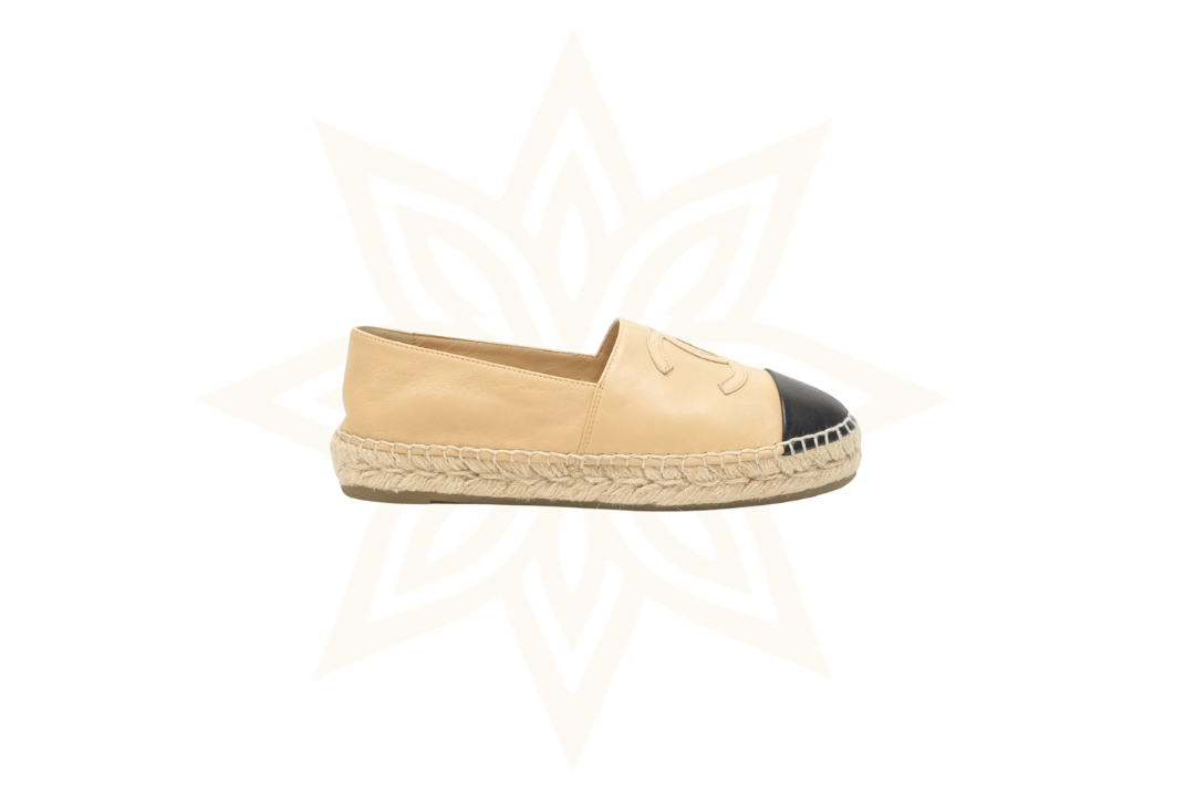Chanel Espadrilles Iconiche Bicolor Beige/Nero in Pelle - Etoilux