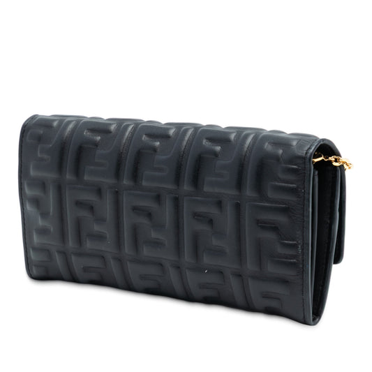 Fendi Baguette Soft FF Continental Wallet on Chain Nappa Nera Hardware Oro – 19 cm - Etoilux