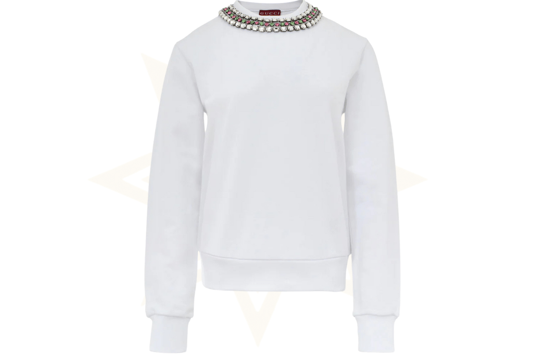 Gucci Felpa Bianca con Collo Gioiello Gucci - Etoilux