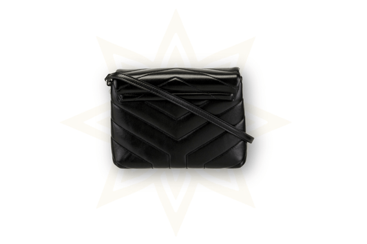 Saint Laurent Loulou Toy in pelle nera – Silver Hardware - Etoilux