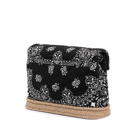 Saint Laurent Loulou Toy in Cotone Bandana Nero con Dettagli in Rafia – 2018 - Etoilux