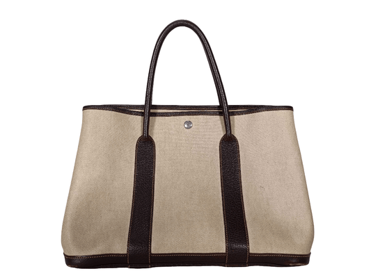 Hermès Garden Party 36 PM – Toile grigia e Buffle beige, hardware argento (2015) - Etoilux