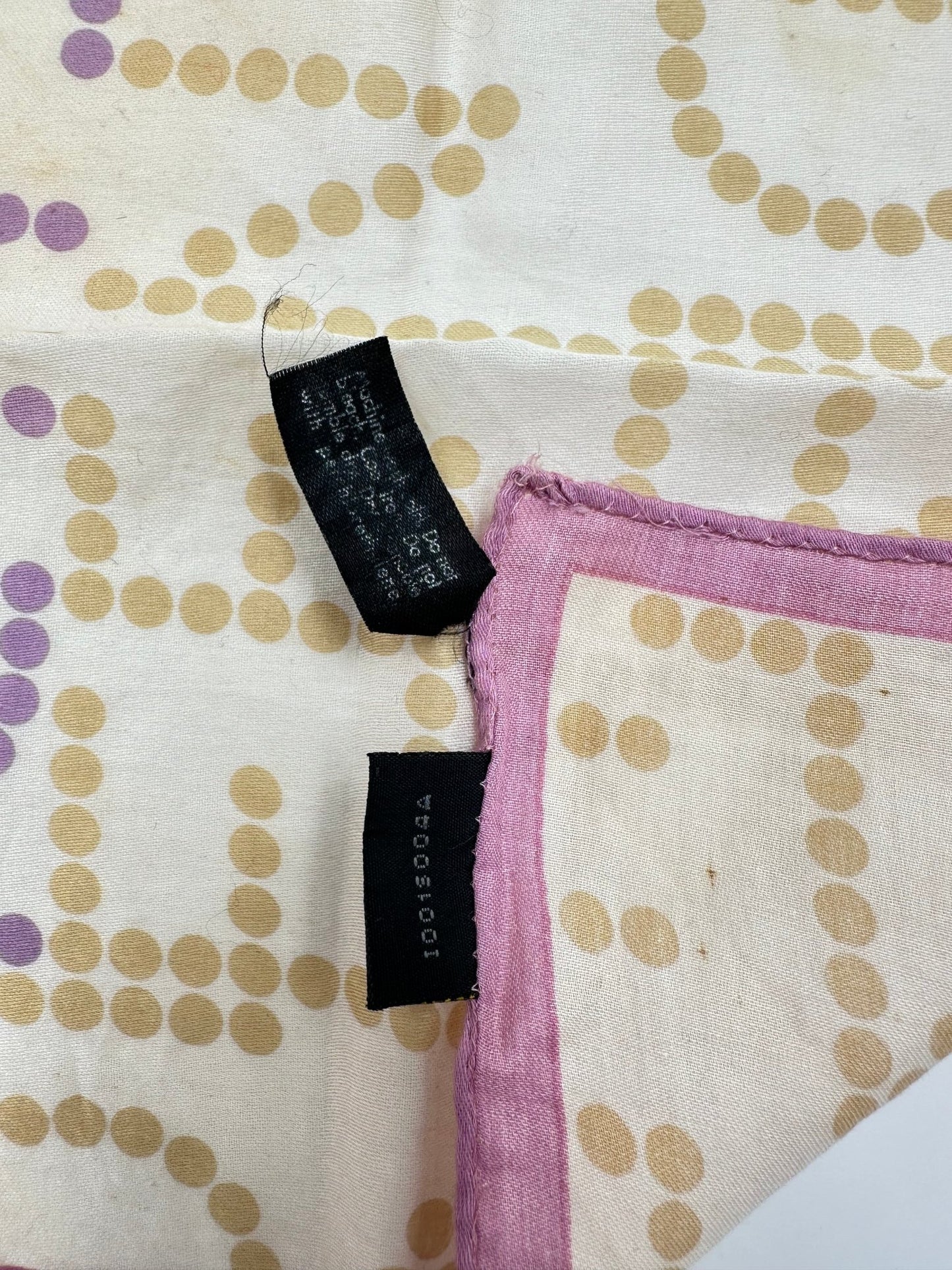 Fendi Foulard Pocket Square Cotone FF Dots Avorio/Rosa — 47 cm - Etoilux