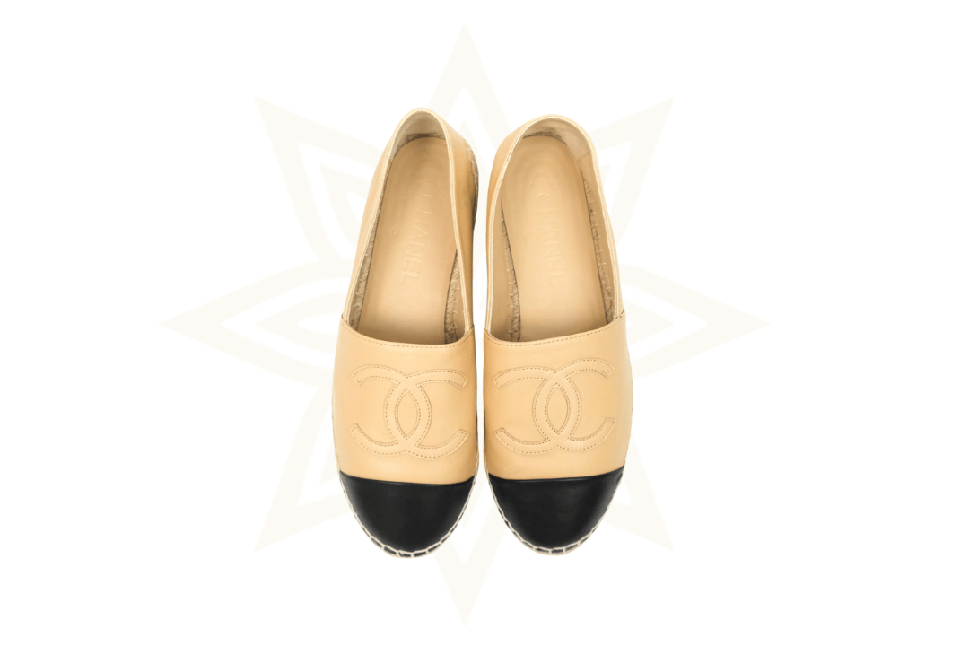 Chanel Espadrilles Iconiche Bicolor Beige/Nero in Pelle - Etoilux