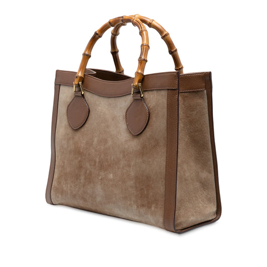 Gucci – Diana Medium Tote in Pelle Scamosciata e Bambù