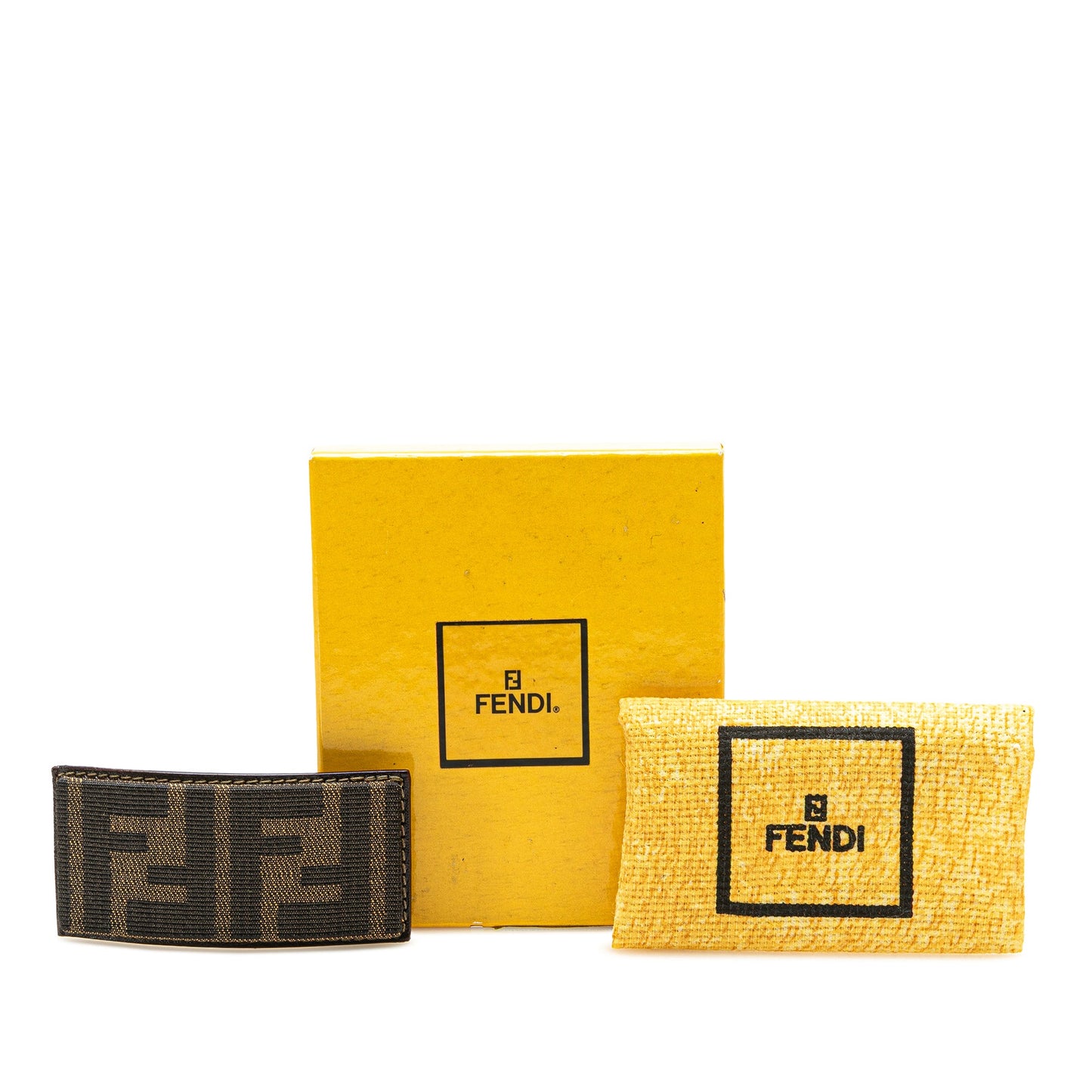 Fendi – Fermaglio per capelli FF Canvas – Marrone e Oro – Anni 2000