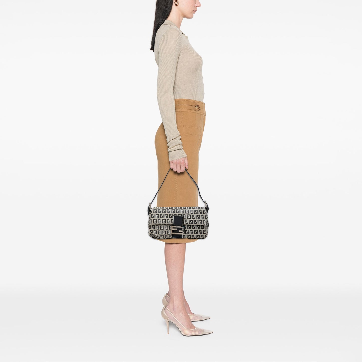 Fendi Baguette Zucchino Tela Blu/Grigio 2000-2010 – 26 cm