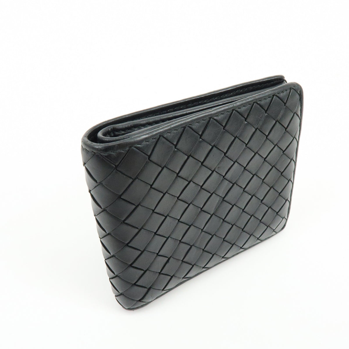 Bottega Veneta Portafoglio Bi-fold Intrecciato Nero