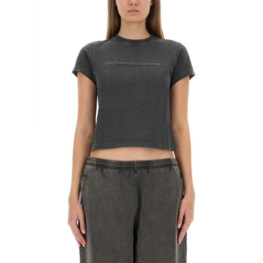 ALEXANDER WANG T-SHIRT CROPPED CON LOGO