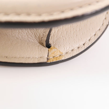 GUCCI Cowhide Leather Totem Butterfly Shoulder Bag Beige