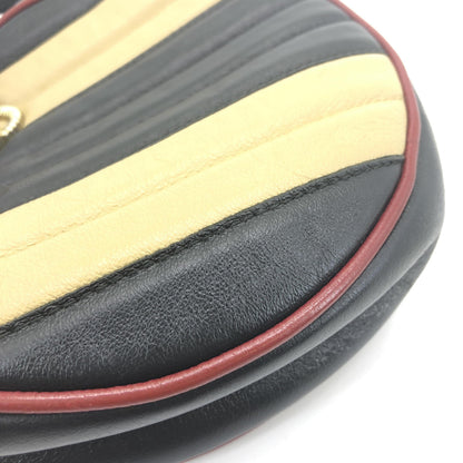 Gucci GG Marmont Round Mini Pelle Trapuntata Torchon Nero e Panna – 18 cm