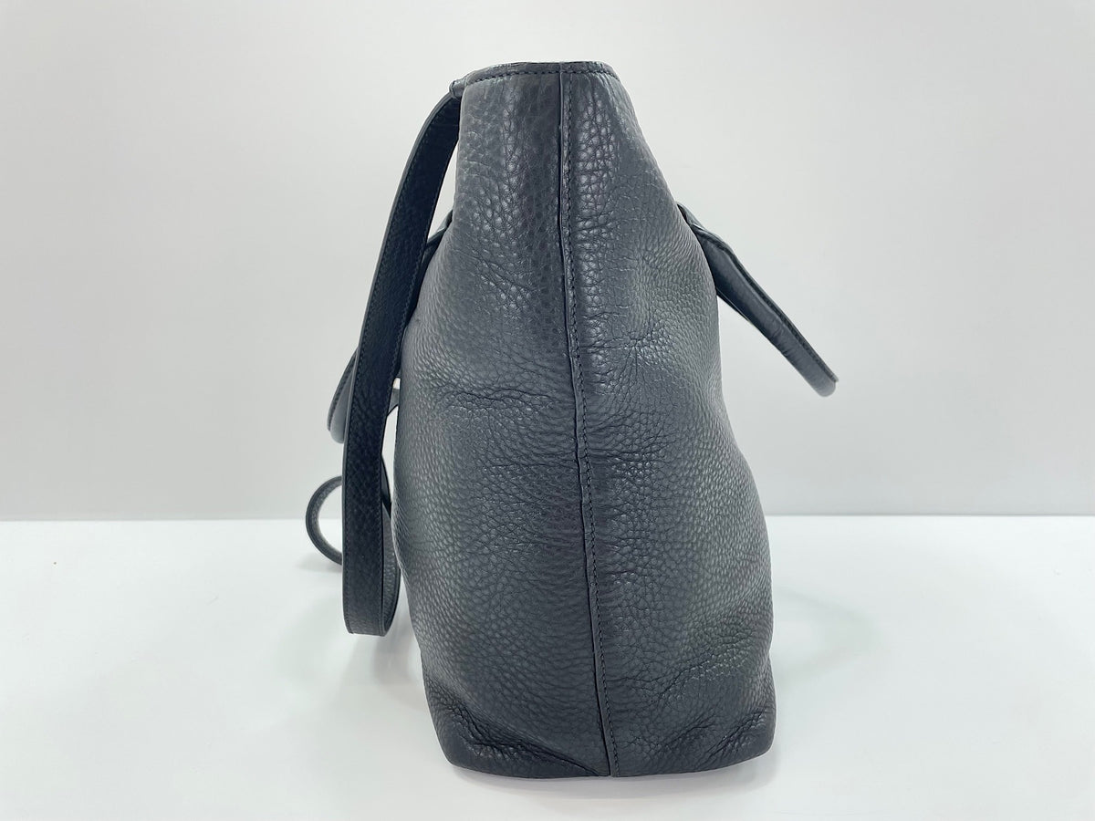 Prada Tote Convertibile Vitello Daino Nera Hardware Oro