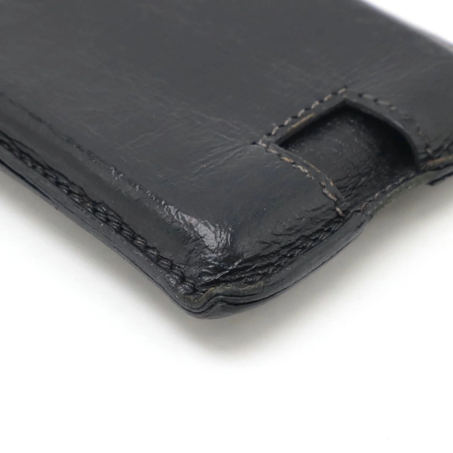 Hermes Porta carte di credito HERMES Rodring Porta carte di credito in pelle nera con timbro □F