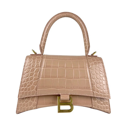 Balenciaga Hourglass Small – Pelle effetto coccodrillo Beige Rosato