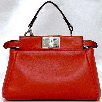 Fendi Micro Peekaboo Flowerland in Pelle Rossa