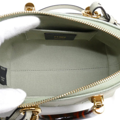 Fendi By The Way Mini in Tela e Pelle Verde Chiaro con Manici Tartarugati – Condizioni A