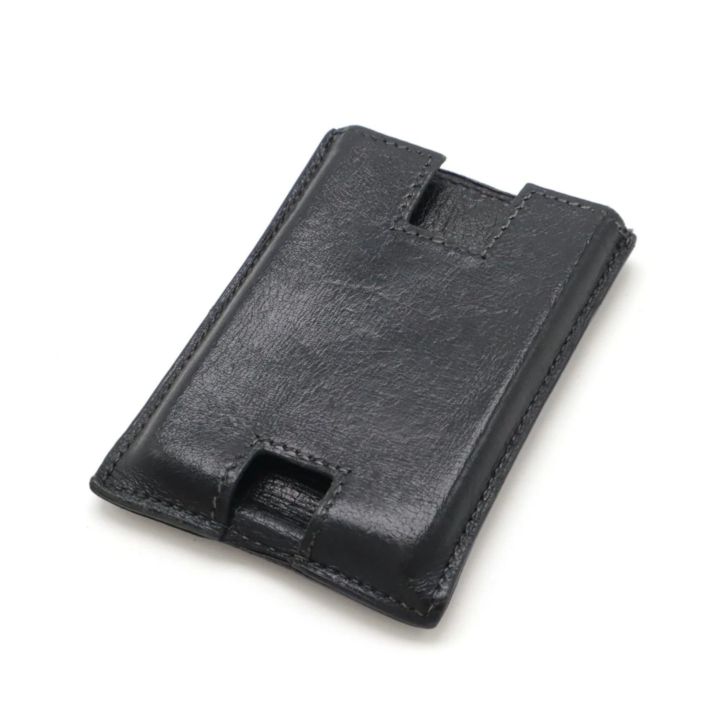 Hermes Porta carte di credito HERMES Rodring Porta carte di credito in pelle nera con timbro □F
