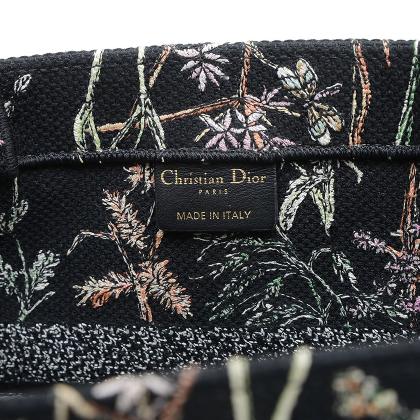 Christian Dior Dior Book Tote Borsa media in tela floreale nera M1296 BP