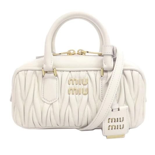 Miu Miu Arcadie Matelassé in Pelle di Vitello Bianca