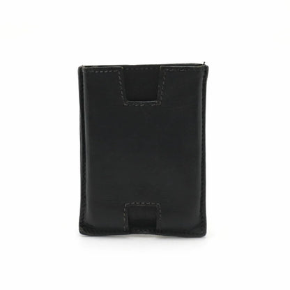 Hermes Porta carte di credito HERMES Rodring Porta carte di credito in pelle nera con timbro □F