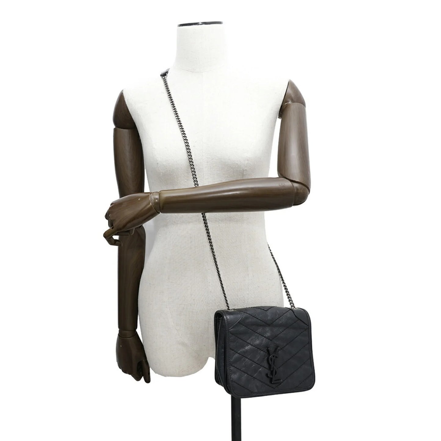Saint Laurent  Borsa a tracolla con catena Saint Laurent Niki in pelle SAINT LAURENT PARIS Nero
