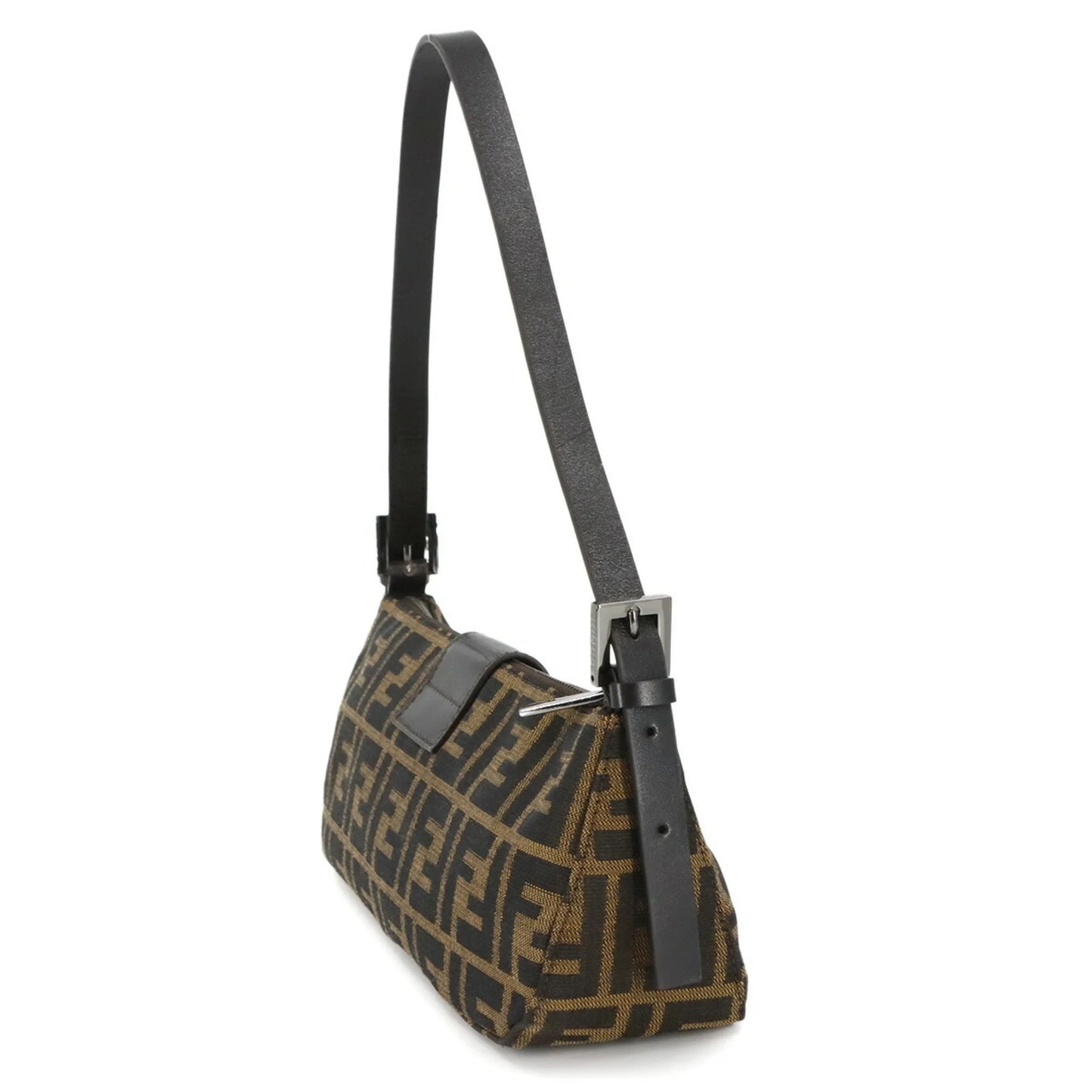 Fendi  FENDI Zucca Mamma Baguette Borsa a tracolla in tela e pelle marrone 8BR034 Hardware argento