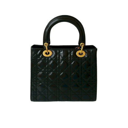 Christian Dior  Borsa a mano Christian Dior Lady Cannage Stitch in pelle verniciata nera (43172)