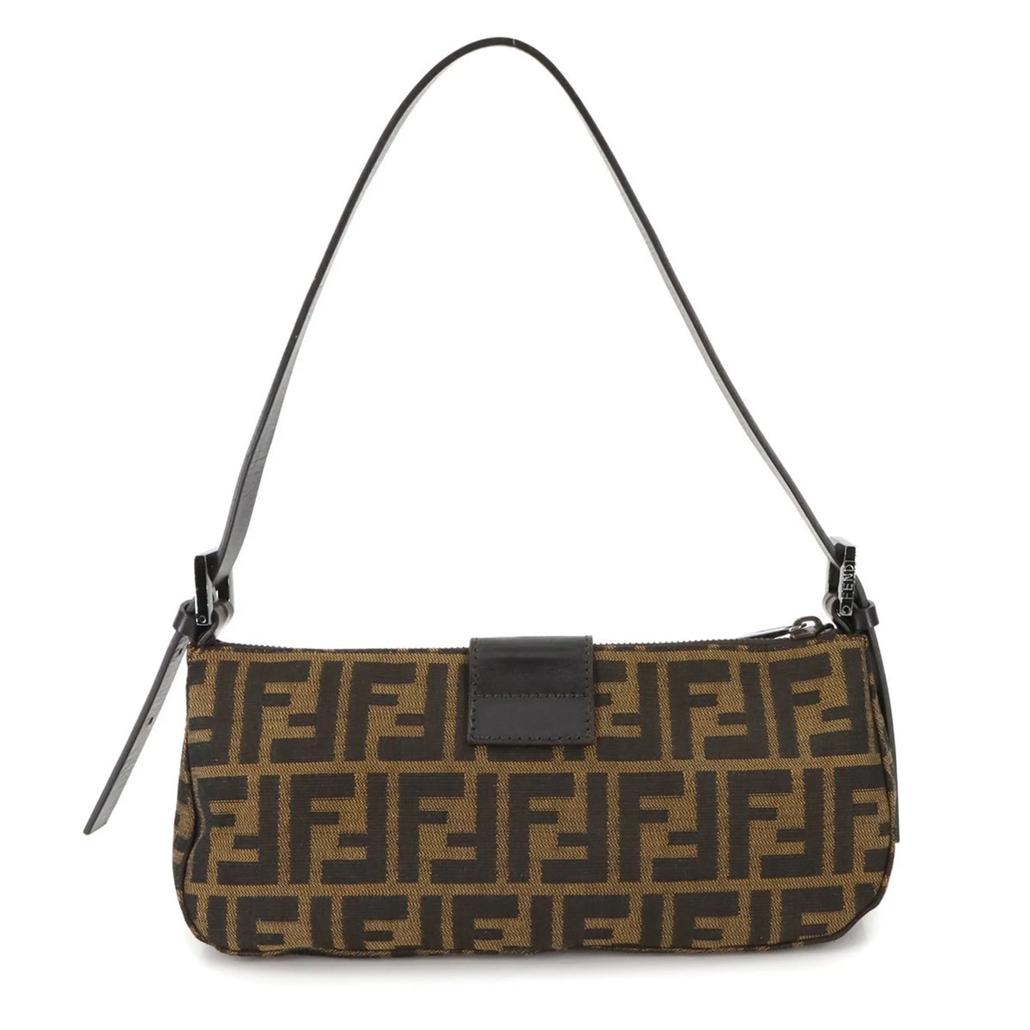 Fendi  FENDI Zucca Mamma Baguette Borsa a tracolla in tela e pelle marrone 8BR034 Hardware argento