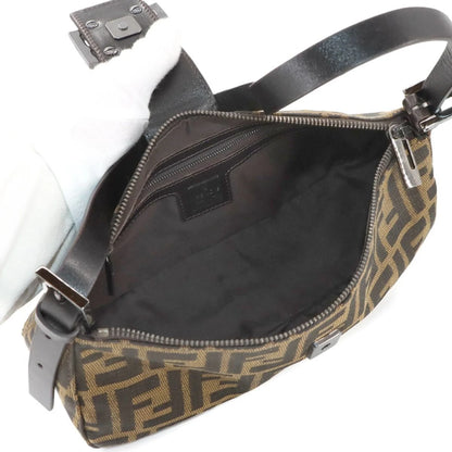 Fendi  FENDI Zucca Mamma Baguette Borsa a tracolla in tela e pelle marrone 8BR034 Hardware argento
