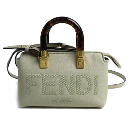 Fendi By The Way Mini in Tela e Pelle Verde Chiaro con Manici Tartarugati – Condizioni A