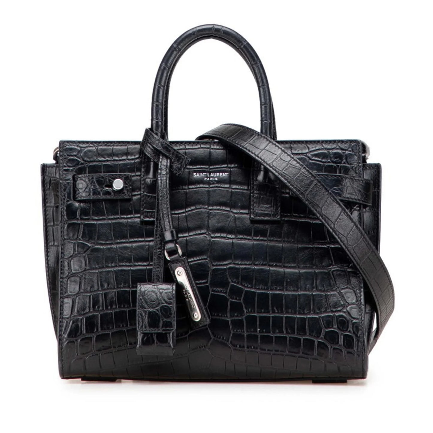 Saint Laurent Sac de Jour Nano – Pelle Nero Coccodrillo