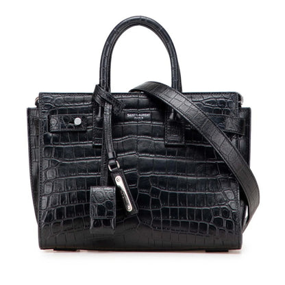 Saint Laurent Sac de Jour Nano – Pelle Nero Coccodrillo