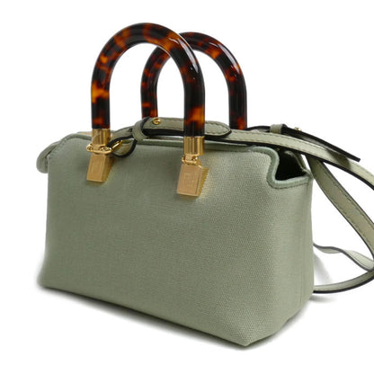 Fendi By The Way Mini in Tela e Pelle Verde Chiaro con Manici Tartarugati – Condizioni A