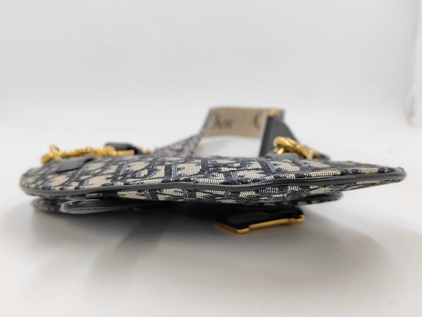 Christian Dior Saddle Mini – Tela Oblique Blu, Hardware Oro
